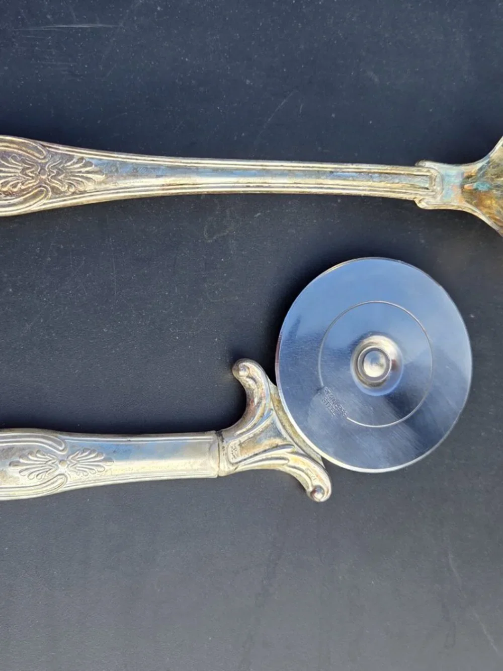 VTG Sheffield Silver Plated Pizza Cutter and Pasta Serving Spoon , Made In Italy